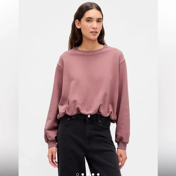 GAP NWT Cream Cropped Crewneck Sweatshirt 0427 - Picture 3 of 7